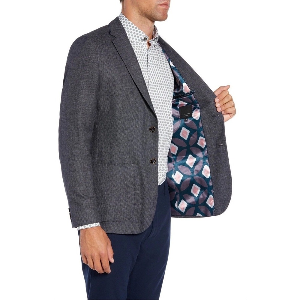 Ted Baker London Pebble Bird's Eye Blazer Mens 6 Gray‎